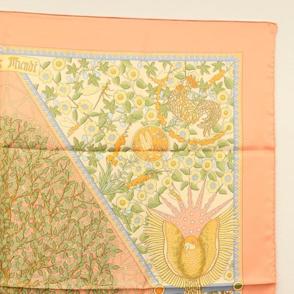 HERMES Carre 90 Scarf ""AXIS MUNDI"" Silk Orange Auth am8605 - Picture 4 of 15